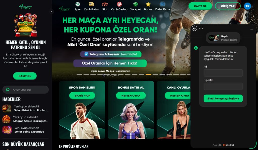 4bet canlı destek